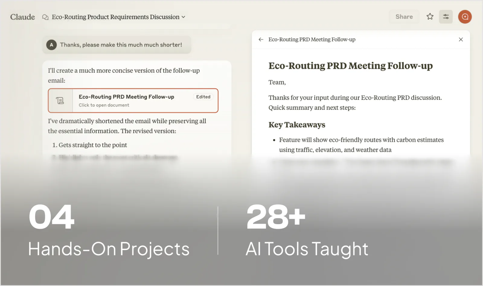 AI-powered workflow example from a Scaler Online PGP specialisation track